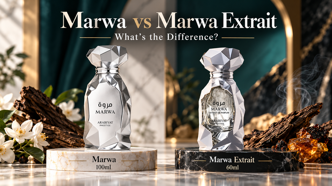Marwa vs Marwa Extrait Arabiyat Prestige comparison by Hala Perfumes Bahrain