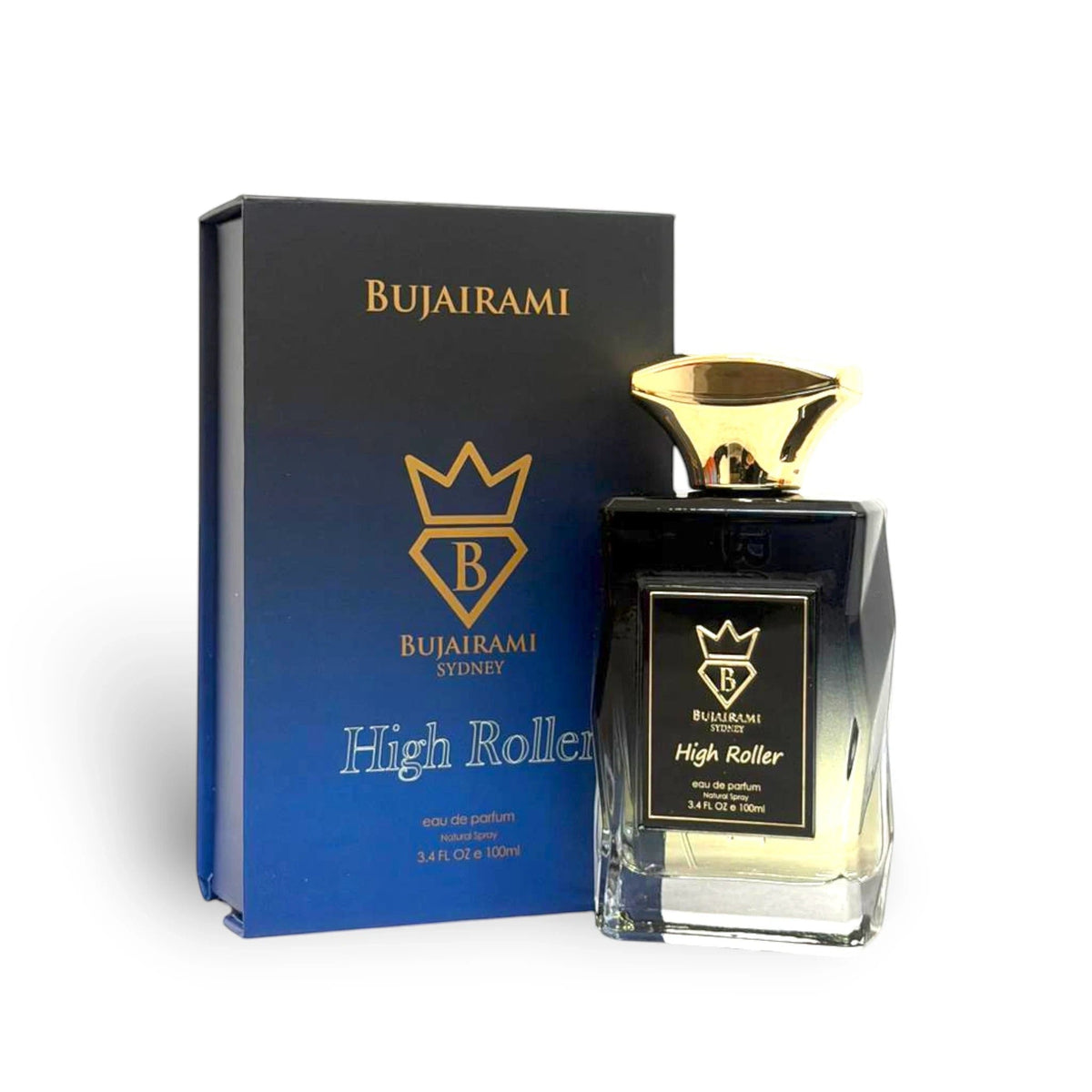 Bujairami High Roller Eau de Parfum 100ml original dark gold cap bottle and packaging Bahrain