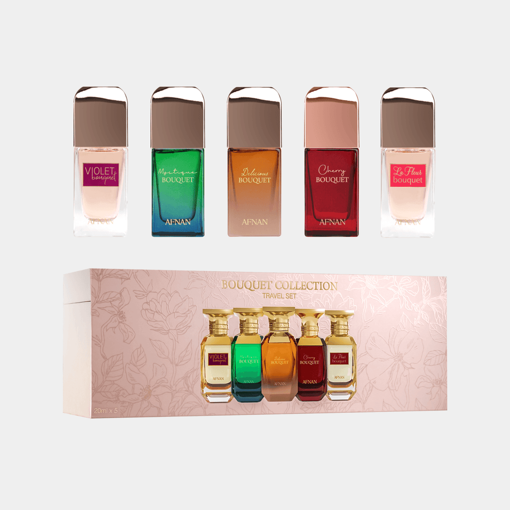 Afnan Bouquet Collection Travel Gift Set with five 20ml floral perfumes