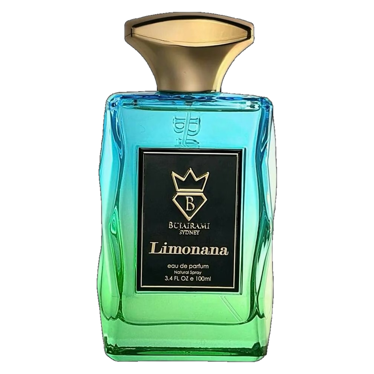 Authentic Limonana by Bujairami 100ml teal blue green perfume bottle transparent background
