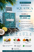 Rayhaan Aquatica back in stock tropical citrus coconut perfume poster - Hala Perfumes Bahrain