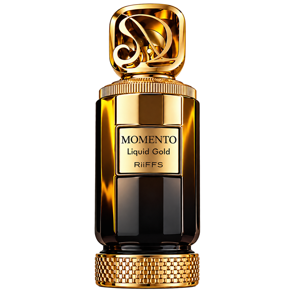 RiiFFS Momento Liquid Gold 100ml genuine bottle cutout transparent for Hala Perfumes Bahrain
