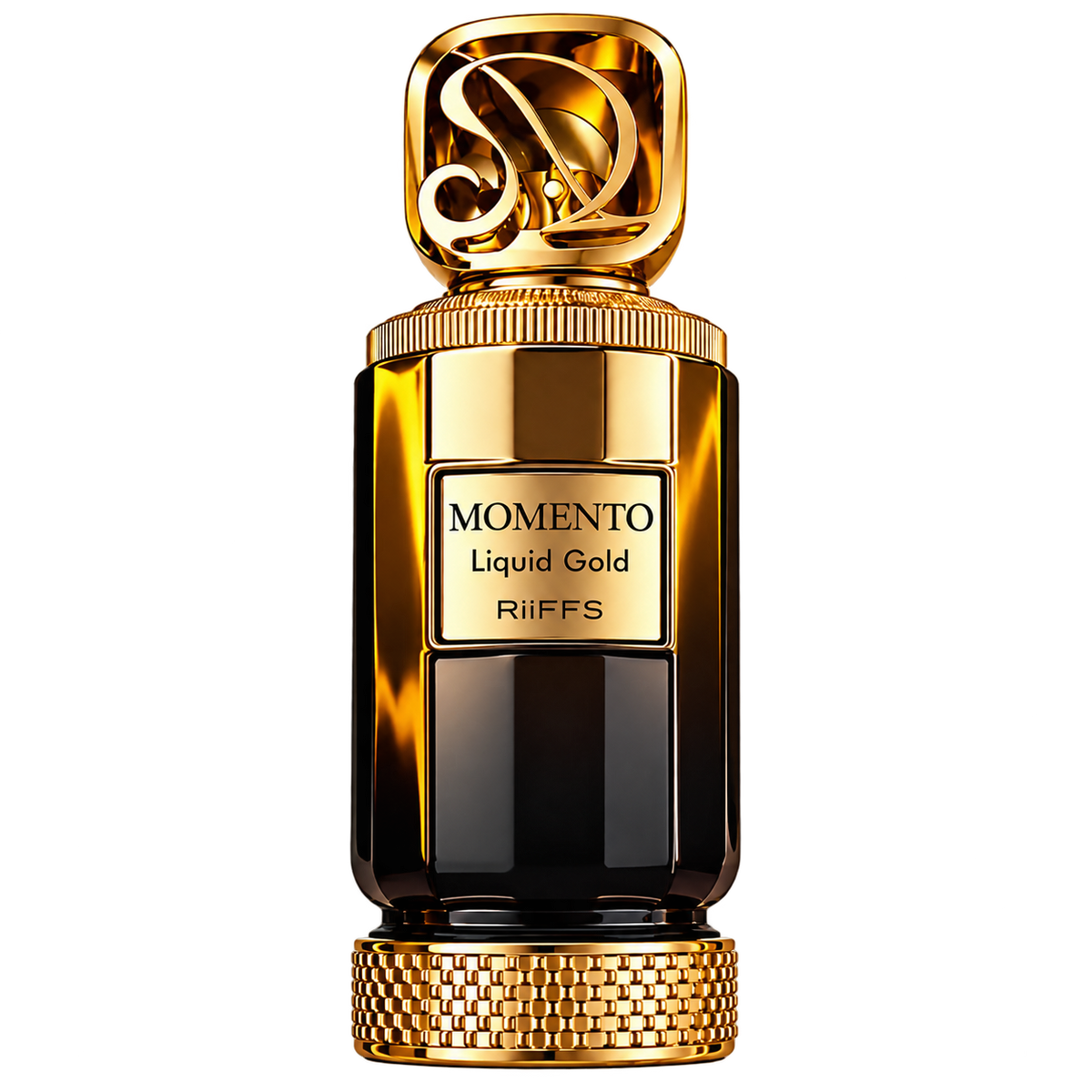RiiFFS Momento Liquid Gold 100ml genuine bottle cutout transparent for Hala Perfumes Bahrain